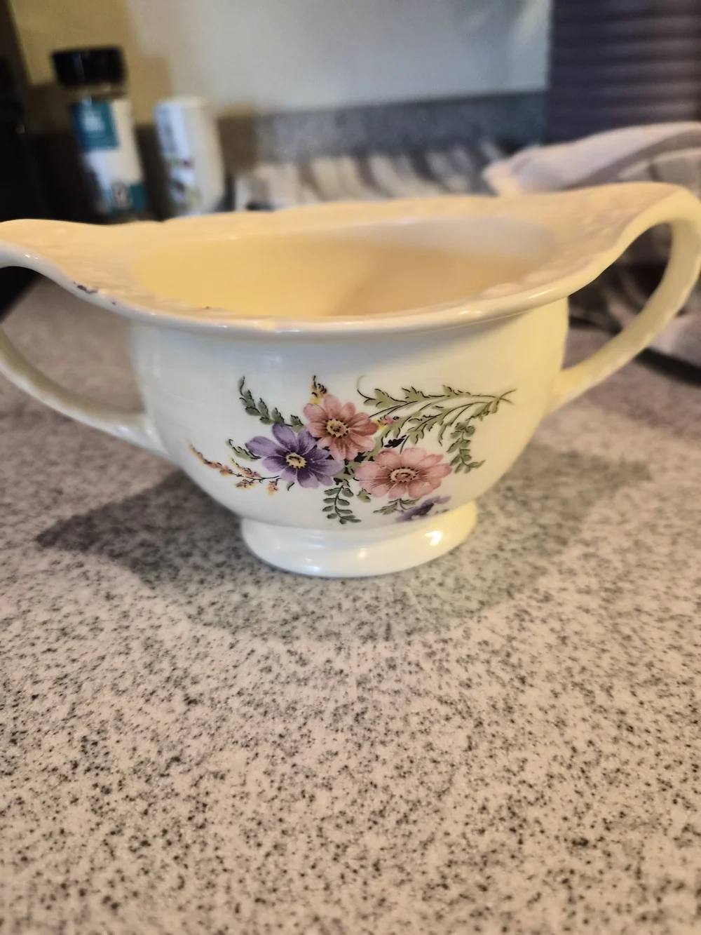 Vtg 1932 Homer Laughlin Virginia Rose Floral Sugar Bowl & Gravy Boat Set
